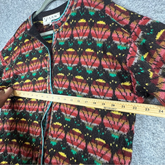 Vintage L.A.M. Alpaca Knit Cardigan Multicolor Size 44 Oversized Boho Relaxed - Picture 9 of 16